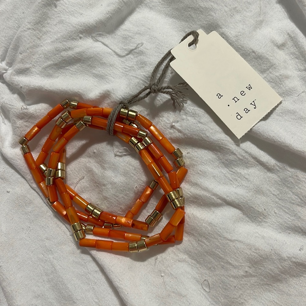 Orange and Gold Bracelet Set